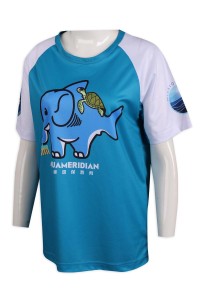 T924訂做牛角袖T恤 海峰環保教育 T恤生產商    藍色   oversize t shirt 女